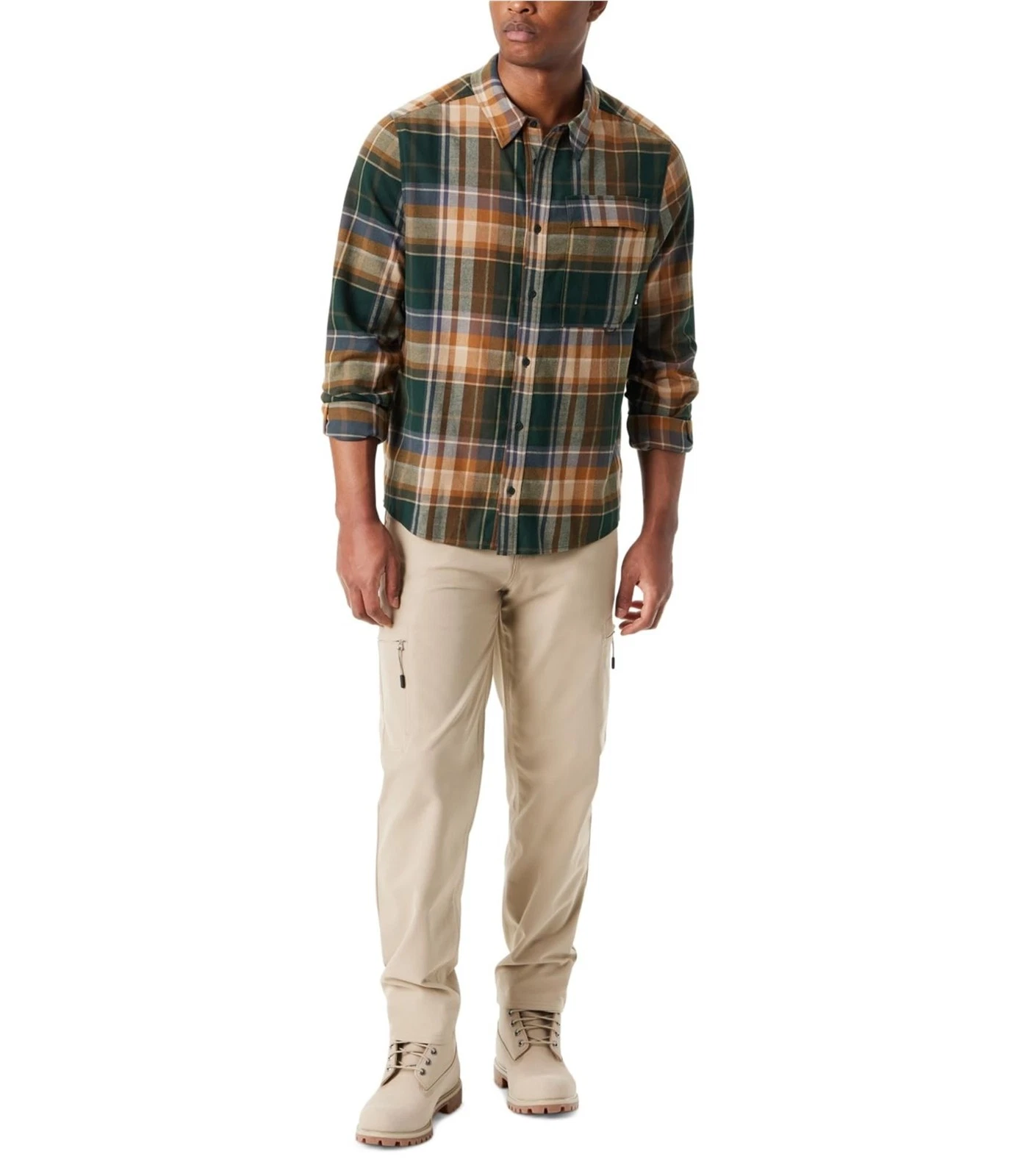 Bass Outdoor Men's Classic Fit Plaid Stretch Flannel Shirt - Green Multi-2XL
Opens in a new window o