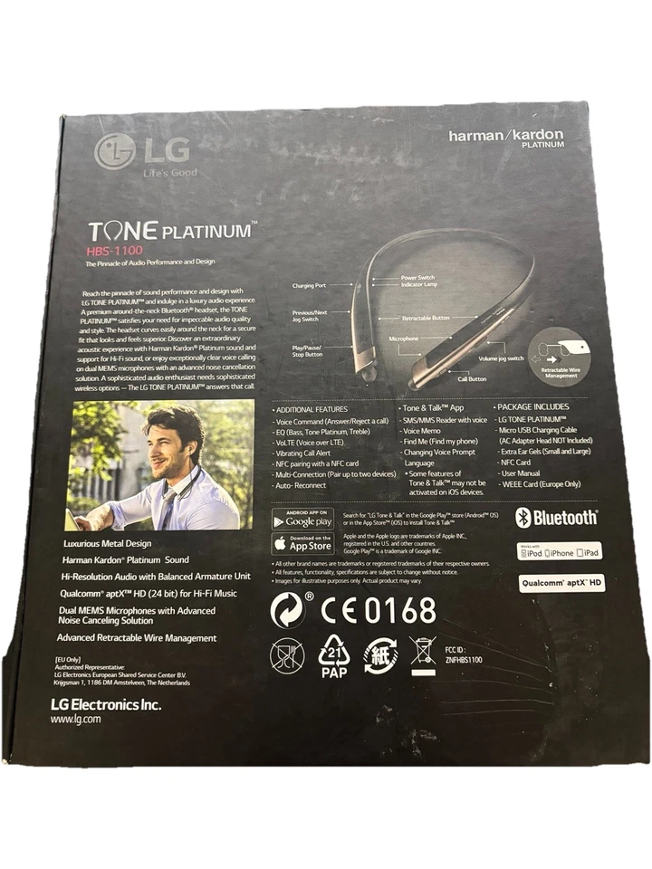 LG Tone Platinum HBS-1100 Silver Wireless Headset - Image 2 of 4