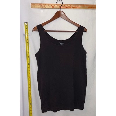 Faded Glory Womens 1X 16W Black Tank Top Scoop Neck Sleeveless Stretch Basic