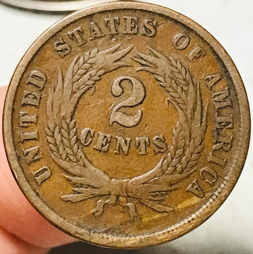 Pièce de deux centimes 1864 2C date guerre civile grande devise US cuivre pièce CC26918