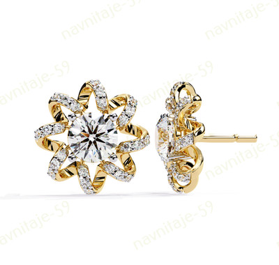 Ladies Stud Pushback Earring 14K Yellow/ White/Rose Gold Over Simulated Diamond