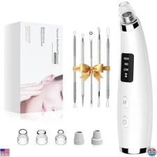 Blackhead Remover Vacuum - Facial Pore Cleaner with 3 Suction Levels & 5 Probes