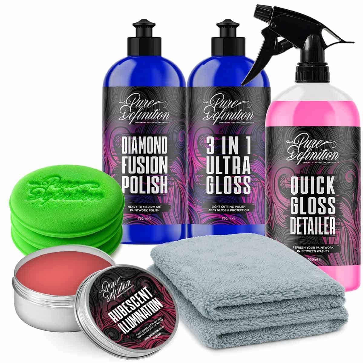 Red Car Polish Wax Colour Restoration Kit XL Paint Restorer Set Pure Definition