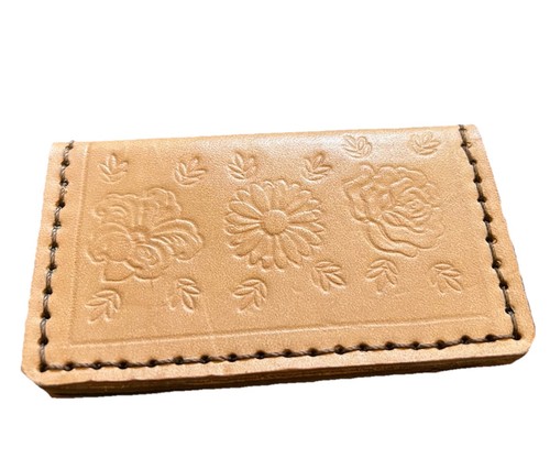 Hand Tooled Leather Credit ATM Card Holder Cardholder Bill Folder 4 1/2 X 2 3/4