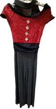 Weissman Dance Costume Size LC Lg Child 1 pc Red Sequin Jumpsuit Pants Halloween