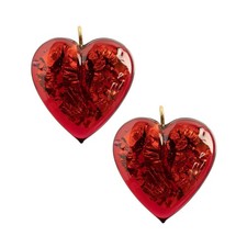 2 Pieces Red Czech Glass Heart Pendant 26mm Lampwork Bead for 26mm,