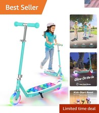 Kids Electric Scooter with LED Lights   Safe 5 MPH Speed, Foot Sensor Start, ...