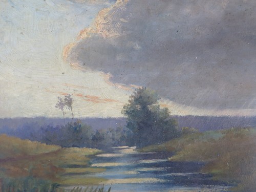 Antique French Landscape Painting Oil On Panel With Frame B5 - Picture 9 of 11