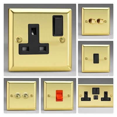 Varilight Classic Bevel Victorian Brass XVB Light Switch Socket Dimmer Toggle TV