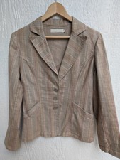 Ichi Antiquites Linen Blend Striped Graphic Print Blazer Women's Size Small