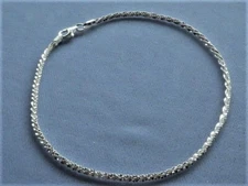ANKLE BRACELET STERLING SILVER ITALY 925 SHIMMERY FACETED DESIGN  *CHOOSE LENGTH