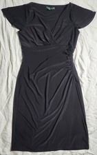 Lauren Ralph Lauren Women's Black Solid Dress Side Slit Wrap Dress Size 10