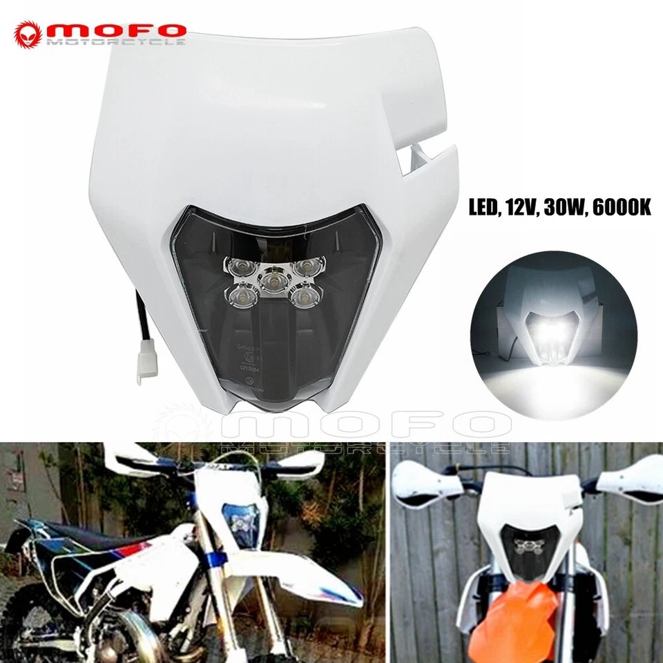 For Honda CRF250R CRF450F XR400 XR650 KLX250 KX250F EXC300 LED Headlight Fairing - Image 2 of 4