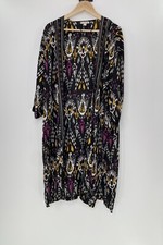 LOFT Women  s Mixed Print Long Kimono Duster Cardigan Size M/L Boho Peasants Slit