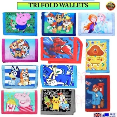 WALLET Offizielle dreifach faltbare Geldbörse für Kinder und Kinder Avengers Frozen Sonic Pokemon Spiderman