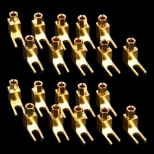 New 20x Gold Plated Spade Banana Plug Audio Speaker Cable Connector Adapter