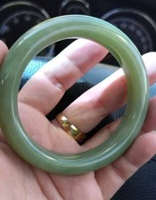 Certified A Hetian Green jade stone Icy Bangle diameter 54mm bangle