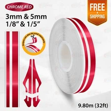 CHROME RED 9/16" 15mm Double Lines STRIPE Streamline TAPE Decal Vinyl Sticker