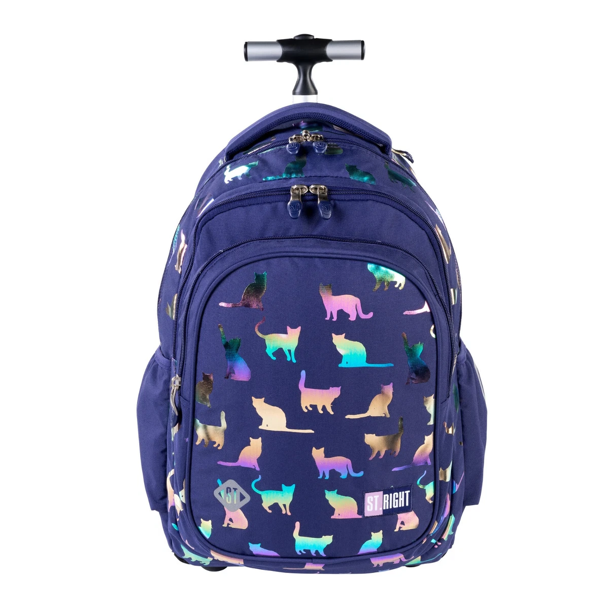 St.Right Zaino Trolley con Ruote Holo Cats Scuola Ragazza Bambina