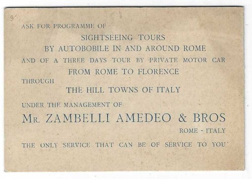 Mr. Zambelli Amedeo & Bros. Automobiles for Private Hire Folder Rome, Italy ZZ - Picture 3 of 3
