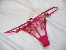 12, Agent Provocateur Zuri g-string/ thong, Fuchsia, red & gold , AP size 4, NEW