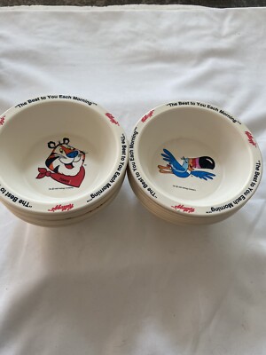 Kellogg s Cereal Bowls Frosted Flakes and Froot Loops  1995 6pc