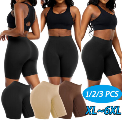 no show shorts for under dresses INSPIRE CHIC Women's Anti-Chafing Hip-Lifting Mid Rise Tummy Control Elastic No Show Slim-Fit Shorts Under Dress 3X-Large Pink