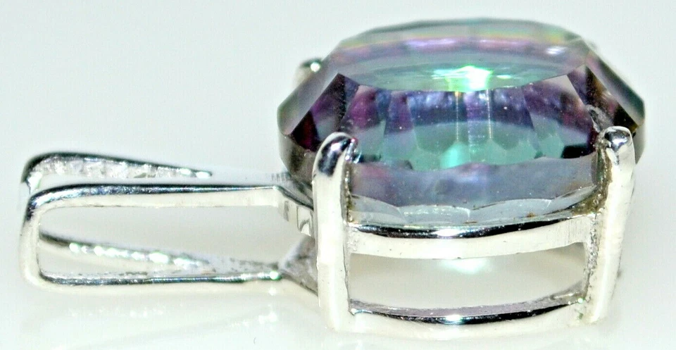 Stunning Purple Green Mystic Fire Quartz Pendant Gems Sterling SILVER Jewellery - Image 2 of 4