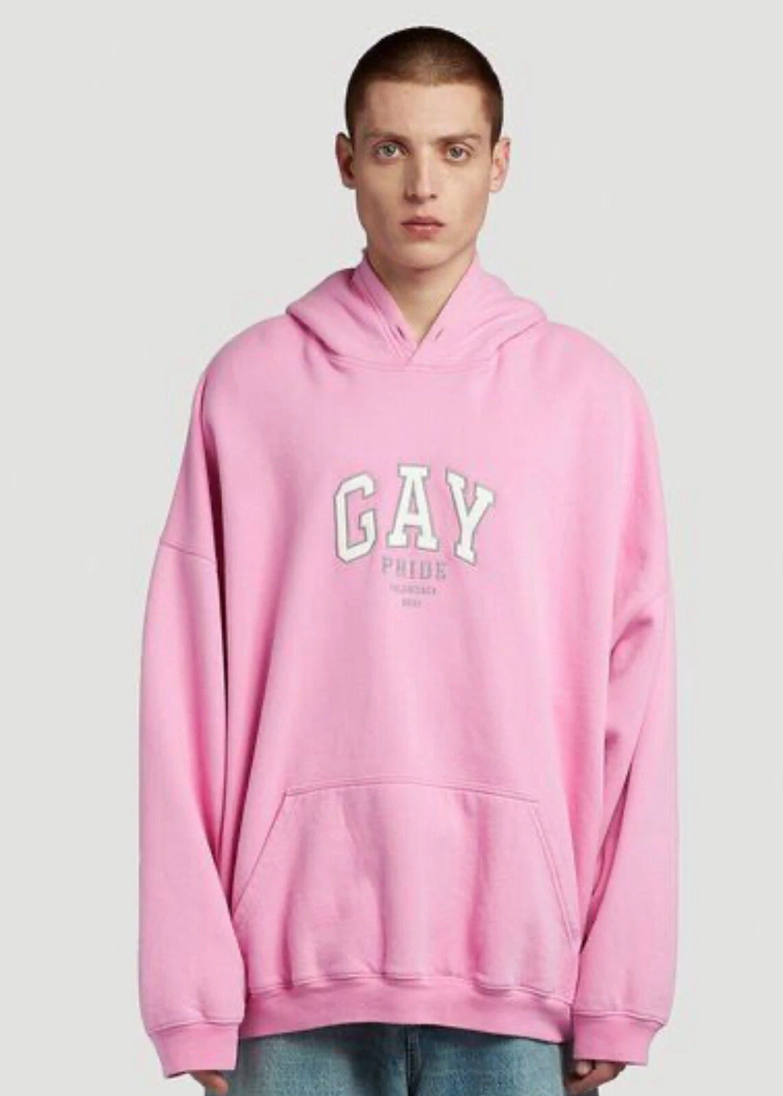 Felpa con cappuccio Balenciaga Pride 2021 rosa caramella XXL GAY nuova con etichette primavera 2021