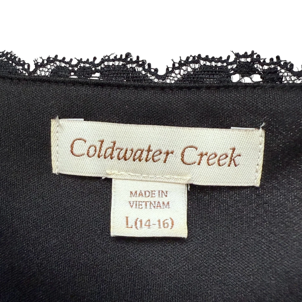 Camiseta sin mangas COLDWATER CREEK negra de encaje talla grande para mujer Foto 4 de 4