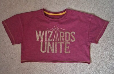 Offizielles Harry Potter Wizards Unite Mädchen Kind burgunderrot T-Shirt Bauch Oberteil Alter 5-6