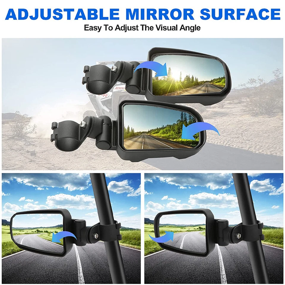 Espejos retrovisores laterales UTV para 1,75" Can Am X3 Polaris RZR S 570 800 900 XP 1000 Foto 3 de 4