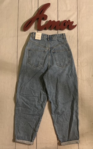 NWT Zara Size 2 Blue High Rise Pleated Slouchy Denim Jeans - Picture 8 of 8