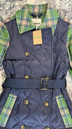 Boden Women’s Quilted Trench Coat Navy Sz: 2 NWT - Picture 3 of 10