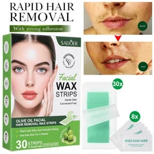 SADOER Facial Wax Strips for Women – Hypoallergenic Hair Removal Kit (30~300 Ct)