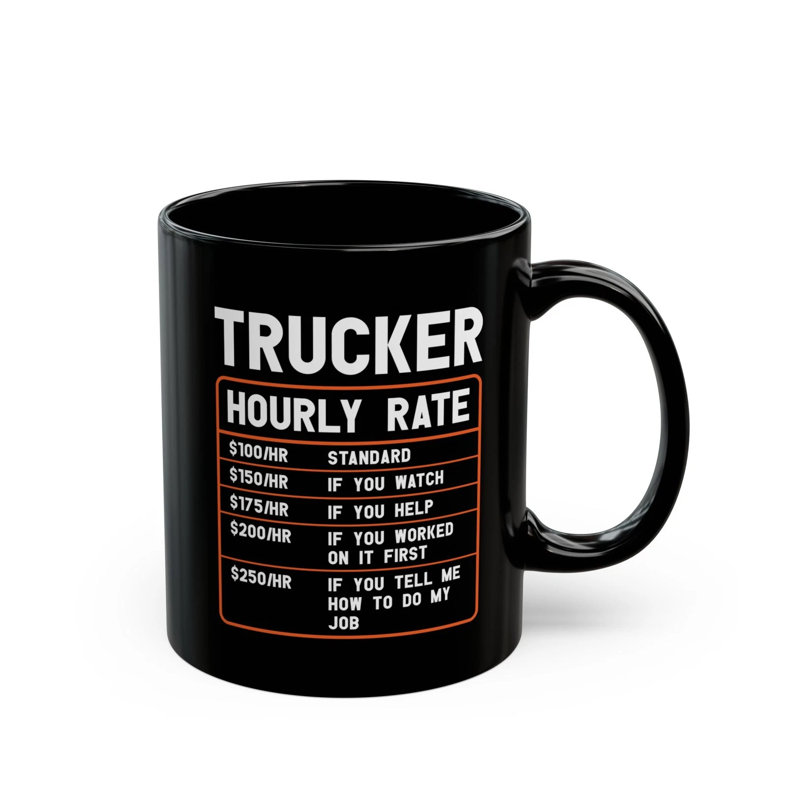 Trucker Hourly Rate Black Mug