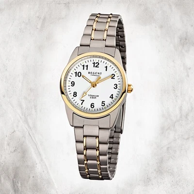 Regent Titan Damen Uhr F-428 Quarzuhr Armband grau silber gold URF428 - Bild 1 von 4