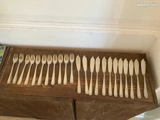 Lot de couverts a poisson vintage en inox 11 fourchettes et 12 couteaux ca35