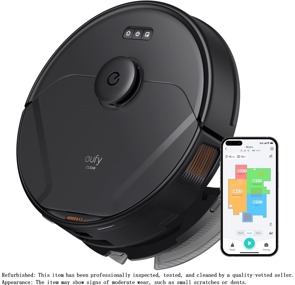 eufy X8 Pro Robot Vacuum Cleaner with Mop 4000 Pa Powerful Suction