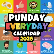 Punday Everyday Calendar 2026 | 12" X 24" Pun a Day Calendar 2026 with Hilarious