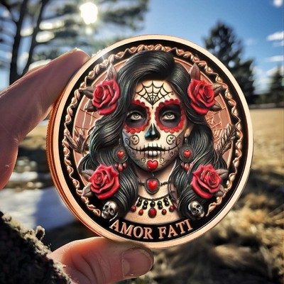 Memento Mori Coin   Amor Fati Stoic Reminder Tempus Fugit Gift Token
