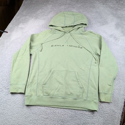 Bianca Chandon Hoodie Mens L Green All Cotton Heavy Hand Written Logo Pullover
