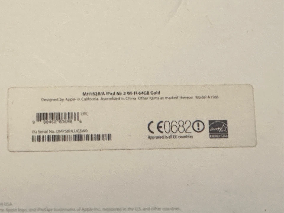 Apple iPad Air 2 64GB Rose Gold  A1566 Wi-Fi 9.7in Original Box - Image 3 of 4
