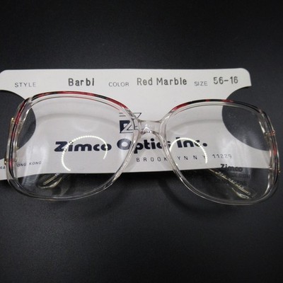 Zimco Optics Barbi Red Marble Clear Vintage Eyeglass Frames 56-16 Full Rim