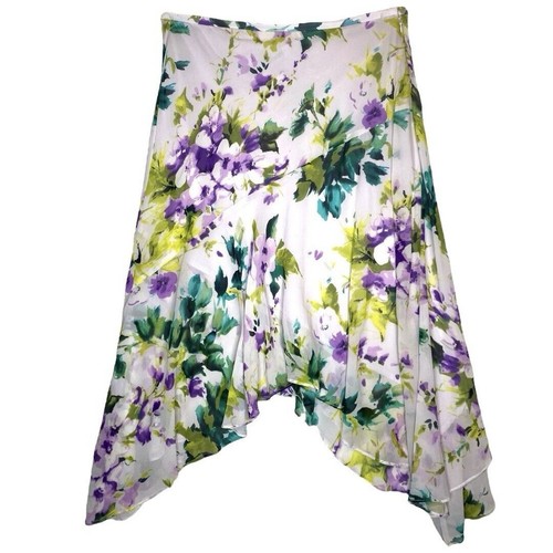 Adrianna Papell Asymmetrical Skirt 12 Purple Vintage Floral Fairycore Whimsical