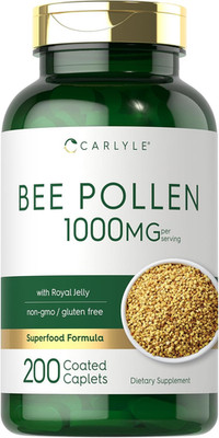 Bee Pollen Supplement 1000Mg 200 Caplets with Royal Jelly and Bee Propolis for M