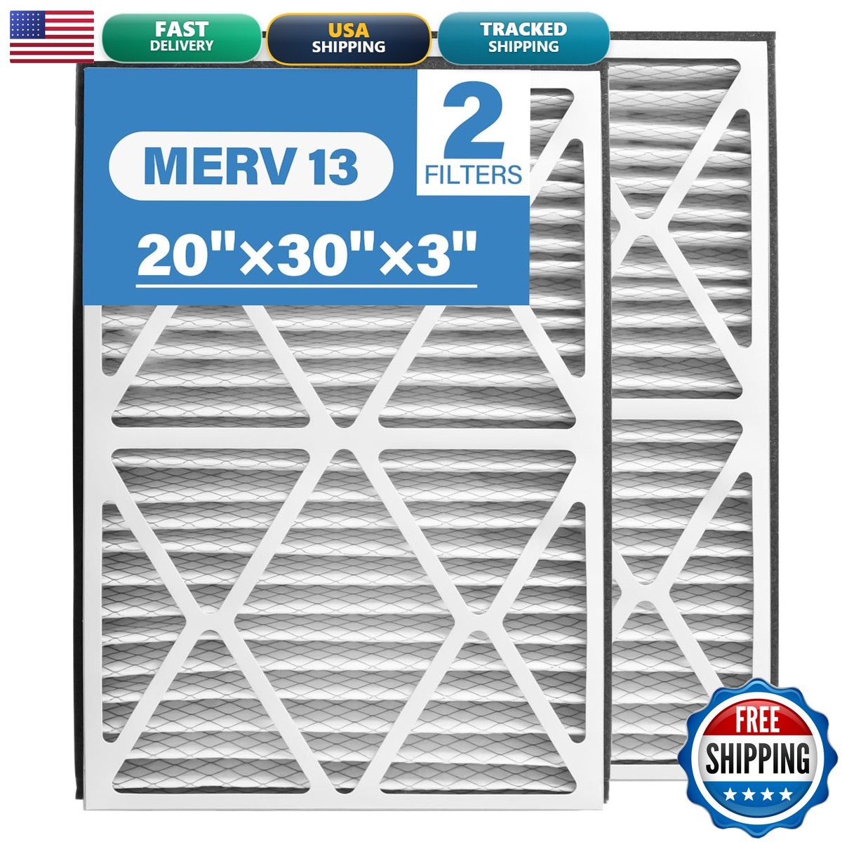 20x30x3 MERV 13 Pleated Air Filter 2 Pack for Zephyr VGF Series 18-3/8×28-3/8×3"