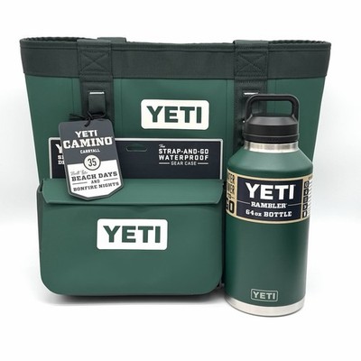 YETI Camino 35 + 3L SideKick Dry + 64 oz Bottle Black Forest Green