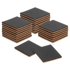 24 Pcs 2 1/8" Square Felt & EVA Furniture Pads, Floor Protectors, Brown+Black