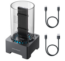 M.2 NVMe SATA PCIe SSD Enclosure Adapter Docking Station with Cooling Fan, US...